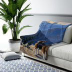 Beagle Acrylic sherpa blanket by Tritan, on sofa