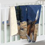 Beagle Acrylic sherpa blanket by Tritan, on bed