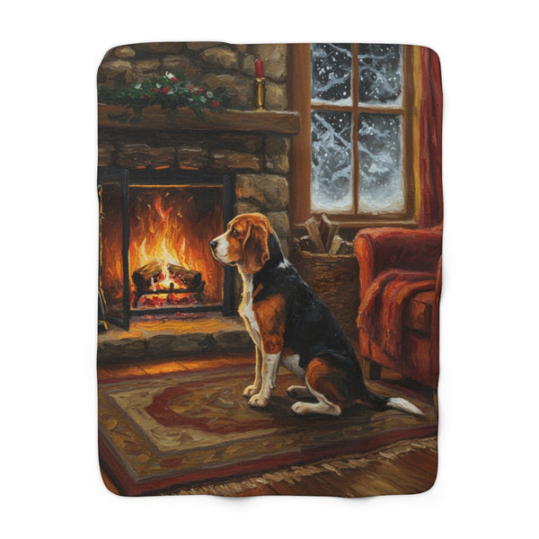 Acrylic Beagle - Winter Hearth | Sherpa Fleece Blanket