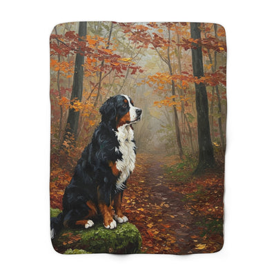 Acrylic Bernese Mountain Dog - Autumn Woods | Sherpa Fleece Blanket
