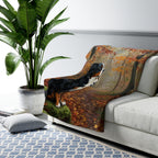 Bernese Mountain Dog Acrylic sherpa blanket by Tritan, on sofa