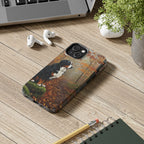 Bernese Mountain Dog Acrylic tough phone case by Tritan, on a desk