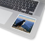 Bernese Mountain Dog Acrylic vinyl sticker by Tritan, on a laptop