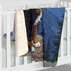 Bernese Mountain Dog Acrylic sherpa blanket by Tritan, on bed