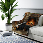 Bernese Mountain Dog Acrylic sherpa blanket by Tritan, on sofa