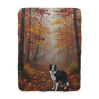 Border Collie Acrylic sherpa blanket by Tritan, front