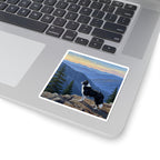 Border Collie Acrylic vinyl sticker by Tritan, on a laptop