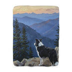 Border Collie Acrylic sherpa blanket by Tritan, front