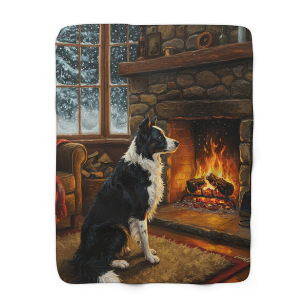 Acrylic Border Collie - Winter Hearth | Sherpa Fleece Blanket