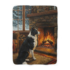 Border Collie Acrylic sherpa blanket by Tritan, front
