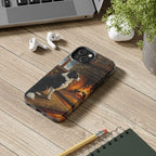 Border Collie Acrylic tough phone case by Tritan, on a desk