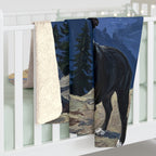 Boston Terrier Acrylic sherpa blanket by Tritan, on bed