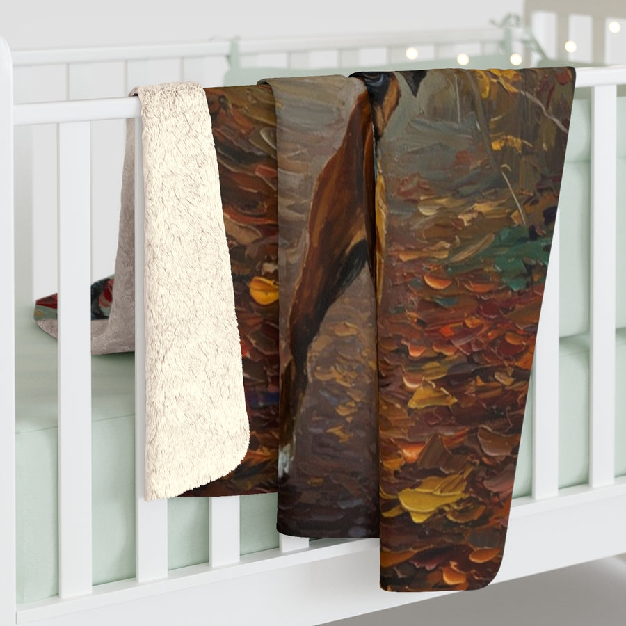 Boxer Acrylic sherpa blanket by Tritan, on bed