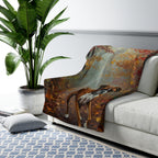 Boxer Acrylic sherpa blanket by Tritan, on sofa