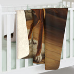 Boxer Acrylic sherpa blanket by Tritan, on bed