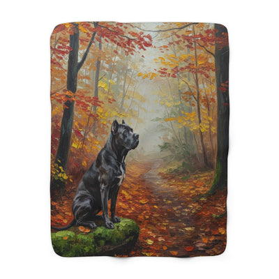 Acrylic Gallery Print Cane Corso - Autumn Woods | Sherpa Fleece Blanket