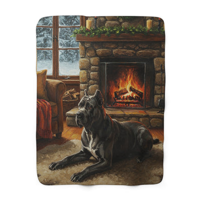 Acrylic Gallery Print Cane Corso - Winter Hearth | Sherpa Fleece Blanket
