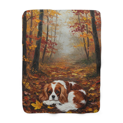 Acrylic Cavalier King Charles Spaniel - Autumn Woods | Sherpa Fleece Blanket