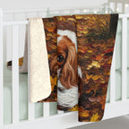 Cavalier King Charles Spaniel Acrylic sherpa blanket by Tritan, on bed