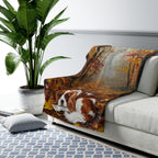 Cavalier King Charles Spaniel Acrylic sherpa blanket by Tritan, on sofa