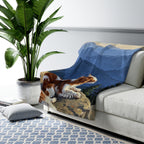 Cavalier King Charles Spaniel Acrylic sherpa blanket by Tritan, on sofa