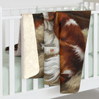 Cavalier King Charles Spaniel Acrylic sherpa blanket by Tritan, on bed