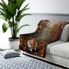 Corgi Acrylic sherpa blanket by Tritan, on sofa