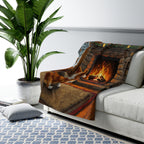 Corgi Acrylic sherpa blanket by Tritan, on sofa