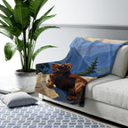 Dachshund Acrylic sherpa blanket by Tritan, on sofa