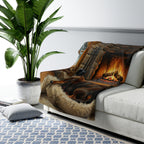 Dachshund Acrylic sherpa blanket by Tritan, on sofa