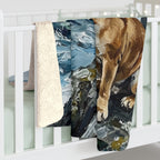 English Bulldog Coastal Cliffside Sherpa Fleece Blanket | Acrylic Painting Style