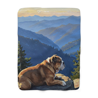 Acrylic English Bulldog - Mountain Overlook | Sherpa Fleece Blanket