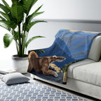 English Bulldog Acrylic sherpa blanket by Tritan, on sofa