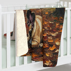 French Bulldog Acrylic sherpa blanket by Tritan, on bed