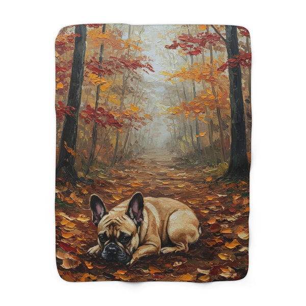 Acrylic French Bulldog - Autumn Woods | Sherpa Fleece Blanket