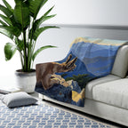 French Bulldog Acrylic sherpa blanket by Tritan, on sofa