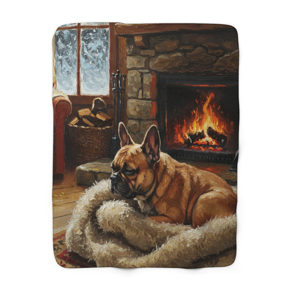 Acrylic French Bulldog - Winter Hearth | Sherpa Fleece Blanket