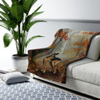 German Shepherd Acrylic sherpa blanket by Tritan, on sofa