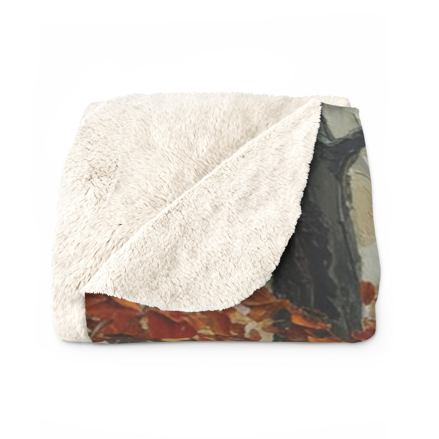 Acrylic German Shepherd - Autumn Woods | Sherpa Fleece Blanket
