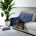 German Shepherd Acrylic sherpa blanket by Tritan, on sofa