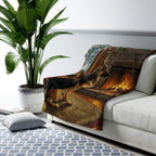 German Shepherd Acrylic sherpa blanket by Tritan, on sofa