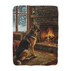German Shepherd Acrylic sherpa blanket by Tritan, front