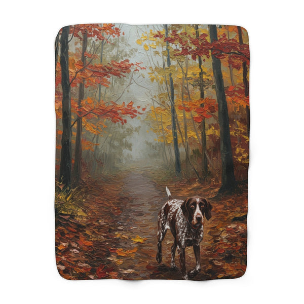 Acrylic German Shorthaired Pointer - Autumn Woods | Sherpa Fleece Blanket