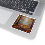 Golden Retriever Acrylic vinyl sticker by Tritan, on a laptop