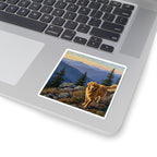 Golden Retriever Acrylic vinyl sticker by Tritan, on a laptop