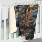 Golden Retriever Acrylic sherpa blanket by Tritan, on bed