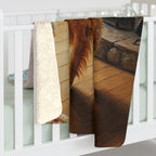 Golden Retriever Acrylic sherpa blanket by Tritan, on bed