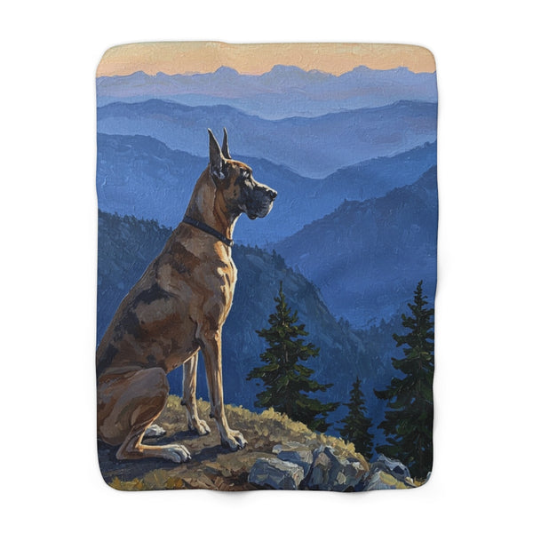 Acrylic Great Dane - Mountain Overlook | Sherpa Fleece Blanket
