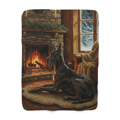 Acrylic Great Dane - Winter Hearth | Sherpa Fleece Blanket