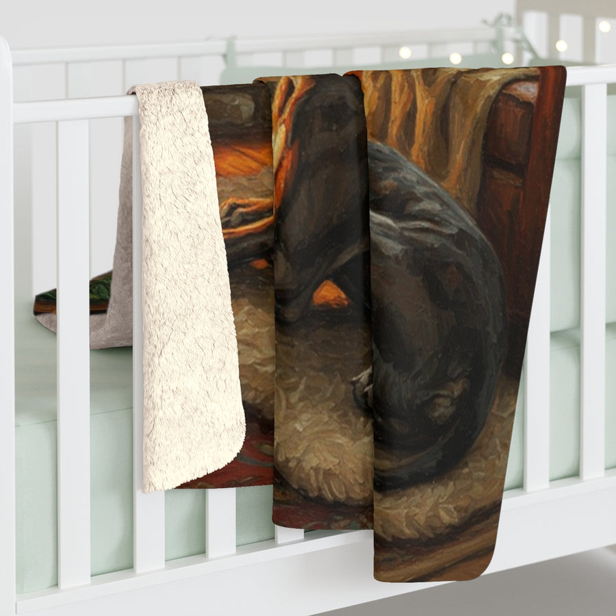 Great Dane Acrylic sherpa blanket by Tritan, on bed
